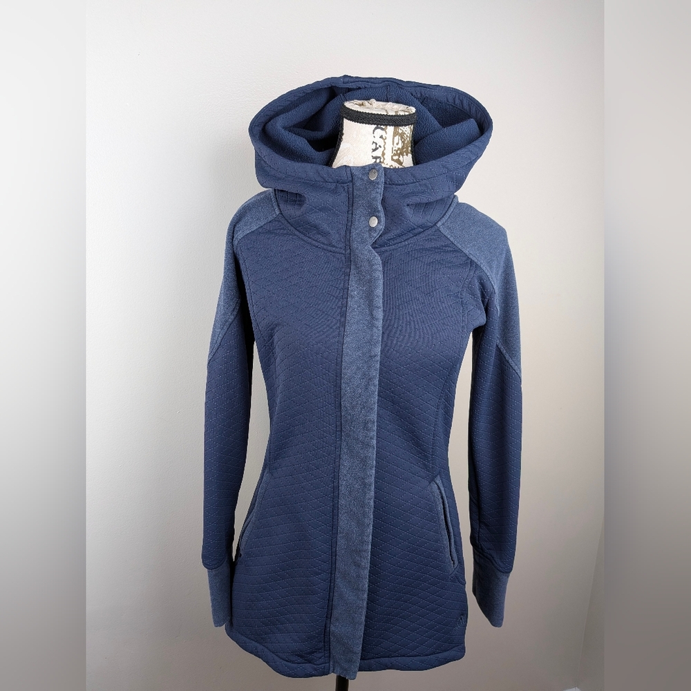 North Face Navy Blue Recoverup Quilted Hooded Zip Jacket XSmall Brushed Fabric